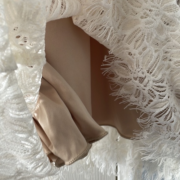 Adjustable Strapless White and Nude Lace Dress - Picture 3 of 6
